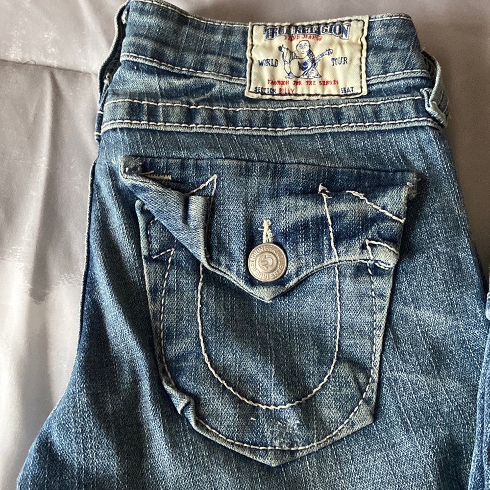 True religion vintage low rise jeans, straight fit, size 25